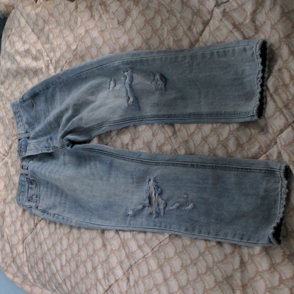 Distressed high waisted button fly jeans szM